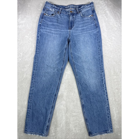 American Eagle Outfitters Denim - American Eagle Mom Jean Light Wash Distressed Denim Women's Size 8 Regular